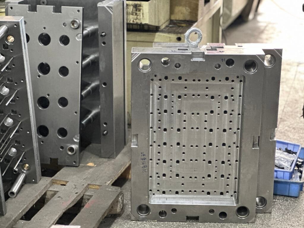 Aluminum die casting mold used for producing complex metal components.