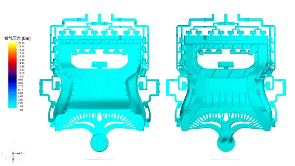 Air entrapment pressure simulation of rear body casting under optimized vacuum die casting