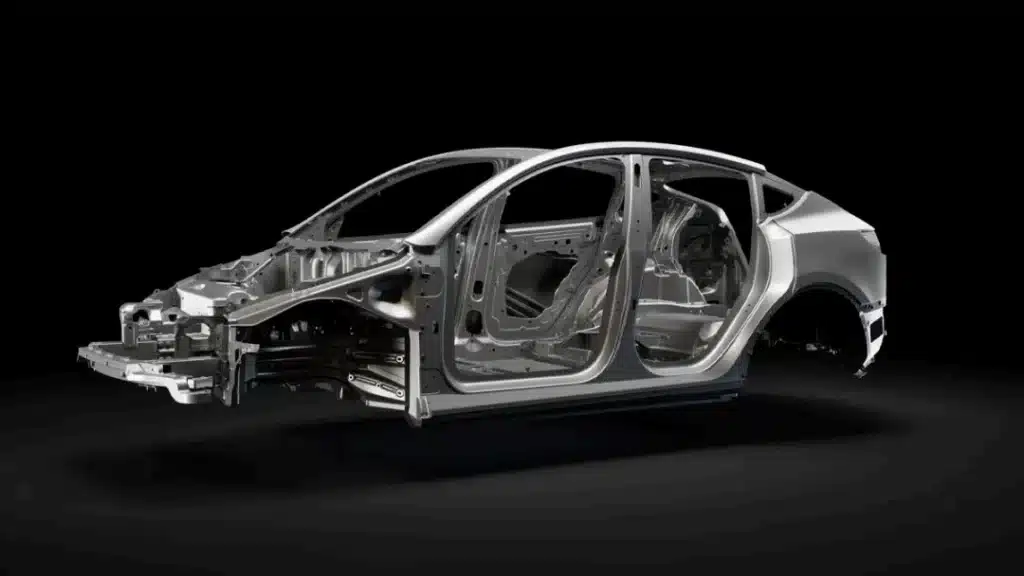 Aluminum body-in-white structure of a modern electric vehicle using large integrated die castings