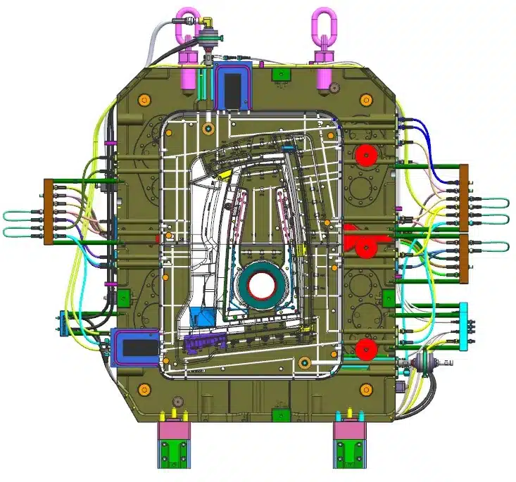 Schéma du système de contrôle de température du moule de fonderie sous pression pour porte automobile