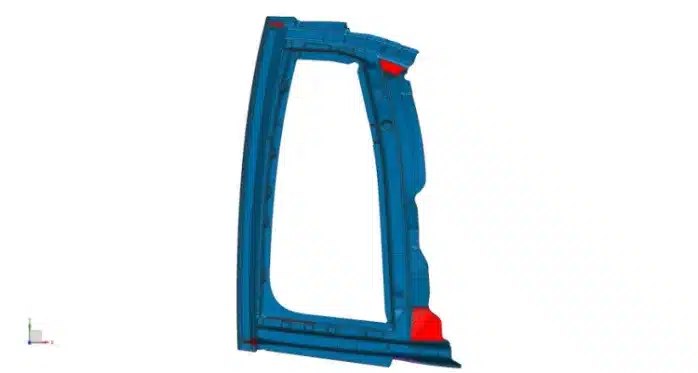 Modèle de simulation numérique 3D d'une grande porte automobile à paroi mince moulée sous pression