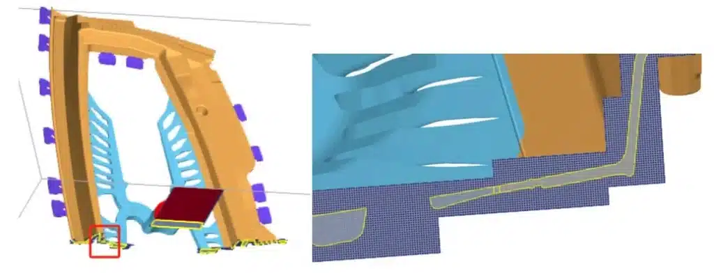 How to Use Numerical Simulation to Prevent Defects in Large Die Castings: 5 Powerful Lessons from Automotive HPDC 4 Detailed mesh and metal–die interface definition for numerical simulation of an automotive door die casting