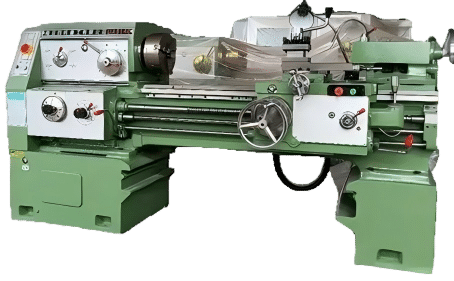 Traditionelle manuelle Drehmaschine zum Drehen zylindrischer Metallteile