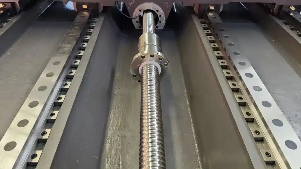 CNC machine ball screw installed between linear guideways