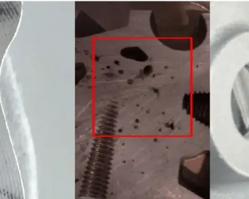 Aluminum die casting gas porosity exposed in tapped hole and machined surfaces (HPDC)