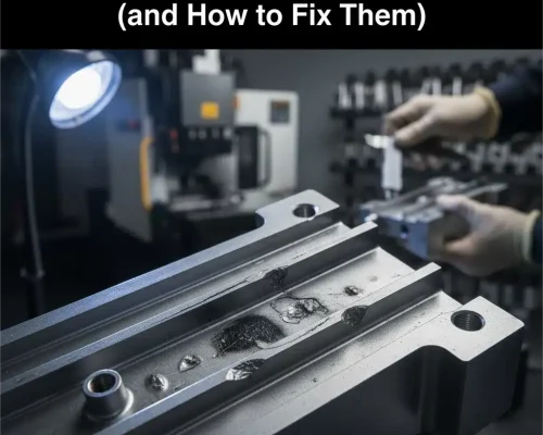 Top 20 die casting surface defects and fixes—close-up of an aluminum die-cast part with visible pits/porosity during shop-floor inspection.